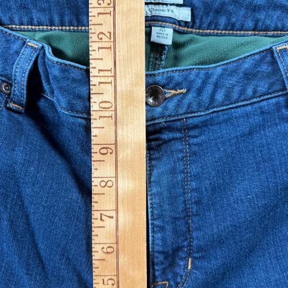LL Bean Classic Fit fleece lined denim Jeans Blue 18 Petite Warm Winter outdoor - Picture 10 of 12